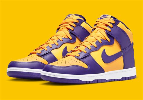 purple and yellow dunks high.